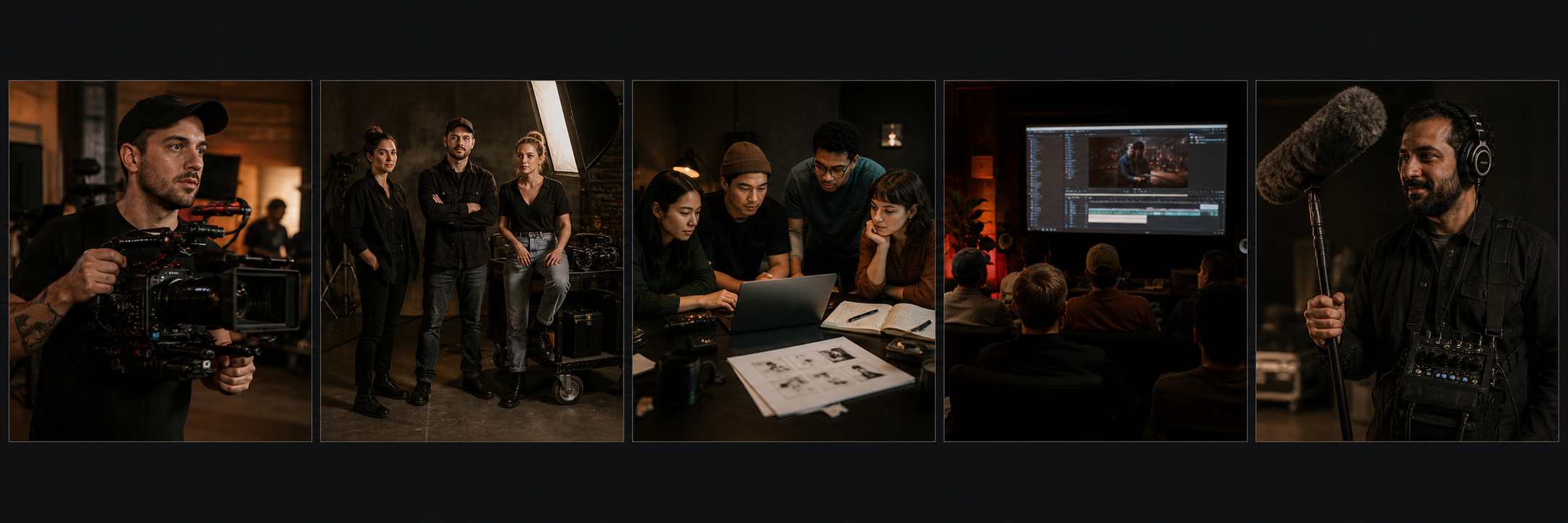 ProductiOS creative network preview with film crew, editors, and sound roles